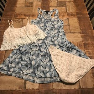 H&M Sheer Blue Leaf Pattern Swim Coverup XS
